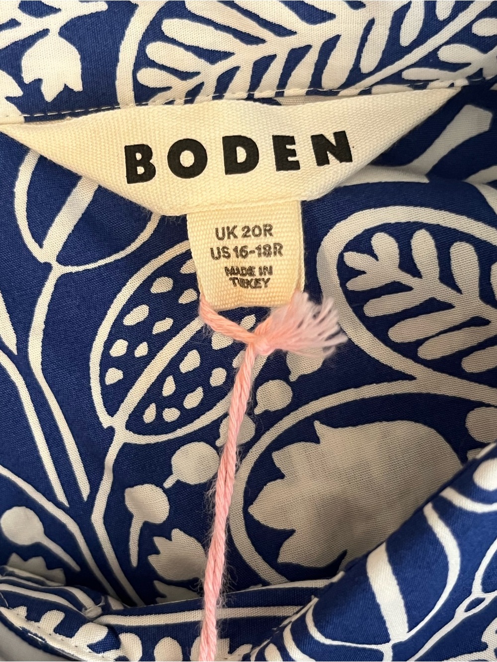 NWT Boden Floral Long Sleeve Shirt Dress Fit &  Flare Gardenia Swirl 16-18 R - Picture 8 of 10